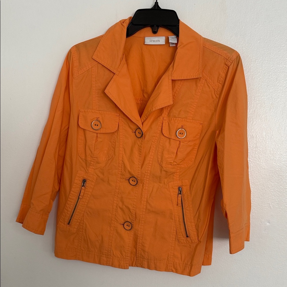 Chico's Vibrant Orange Utility Jacket